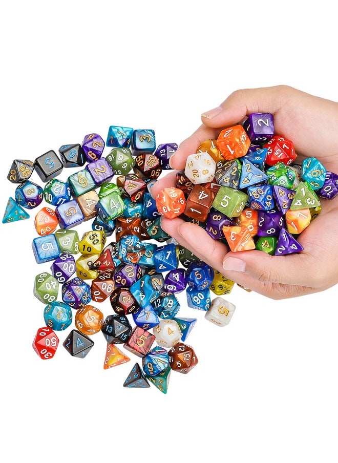 QMAY - Dnd Dice Set - 20X7 (140 Pieces) Polyhedral Dice, 20 Colors D&D Dice For Dungeons And Dragons Tabletop Role-Playing Games With 1 Drawstring Bag - Image 1