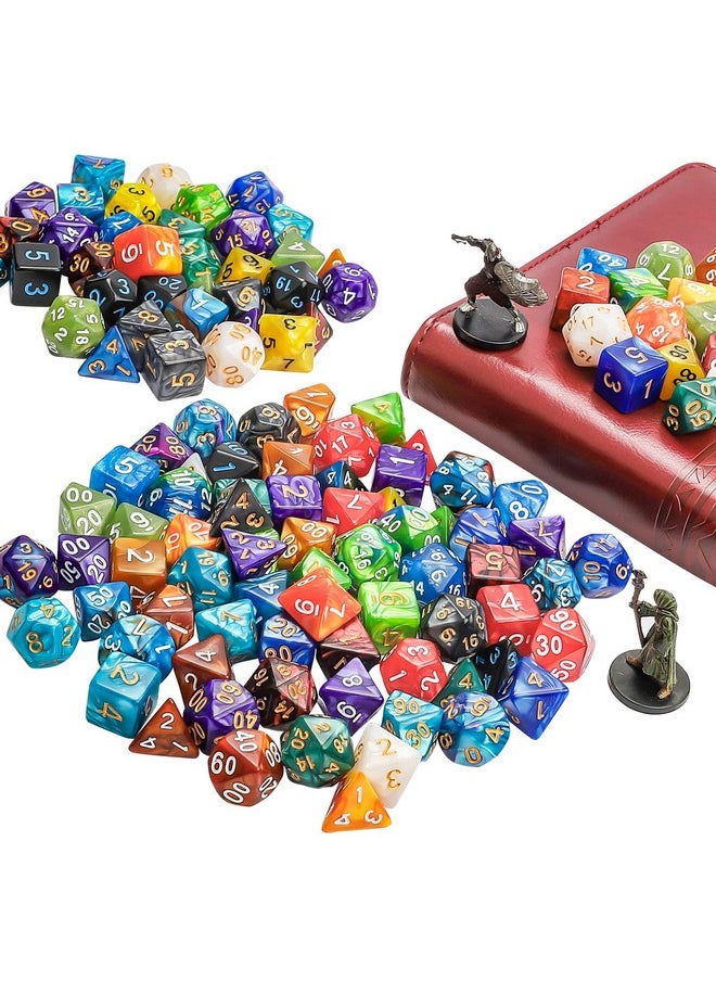 QMAY - Dnd Dice Set - 20X7 (140 Pieces) Polyhedral Dice, 20 Colors D&D Dice For Dungeons And Dragons Tabletop Role-Playing Games With 1 Drawstring Bag - Image 1