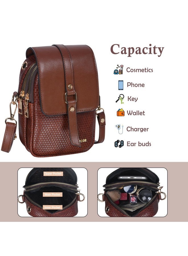 LEEZEL Solid Jute Texture Women's Hand Bag Vegan Leather Flap Sling Bag (Brown) - Image 2
