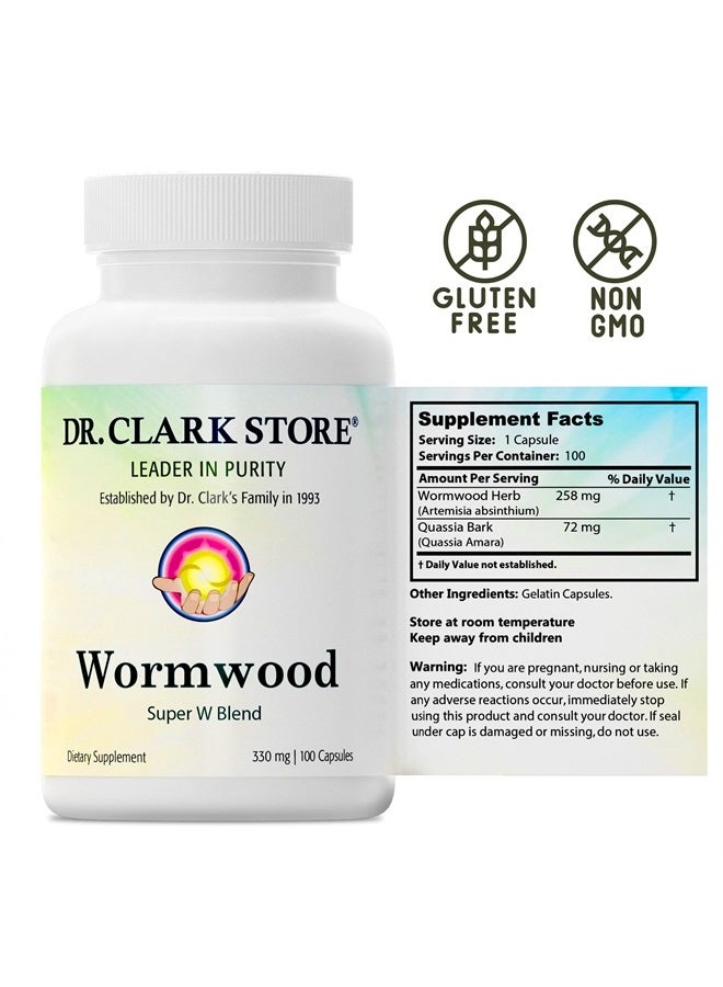 Dr Clark Store Dr Clark Wormwood Super W Blend 330 mg, 100 Gelatin Capsules - Image 5