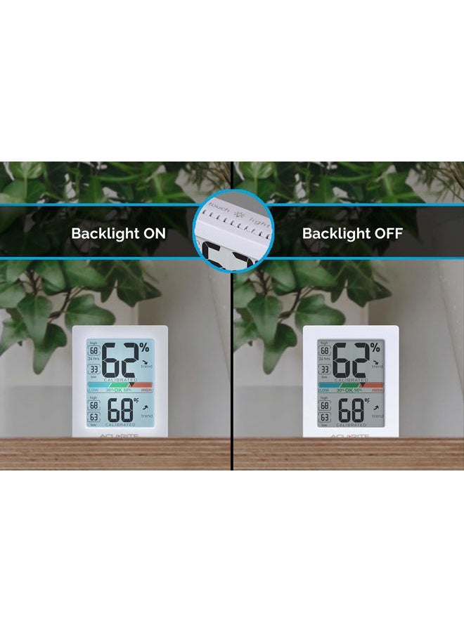 Acurite Pro Humidity Meter & Thermometer with Touch Activated Backlight, White - Image 3