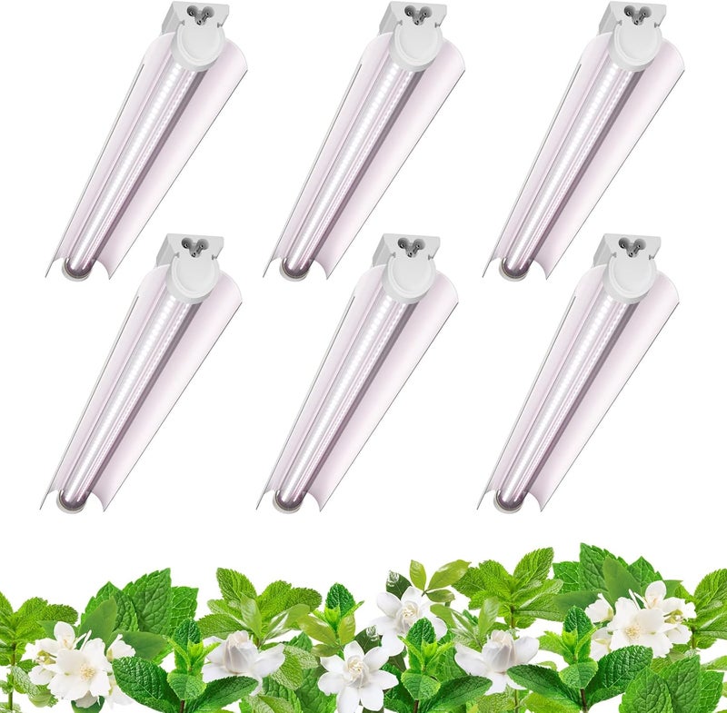 Barrina LED Grow Lights, Full Spectrum, 180W(6 x 30W, 1000W Equivalent), 3ft Grow Light Strips, T8 Grow Light Bulbs, Plant Lights for Indoor Plants, Greenhouse, Pinkish White, Linkable Design, 6-Pack - Image 1