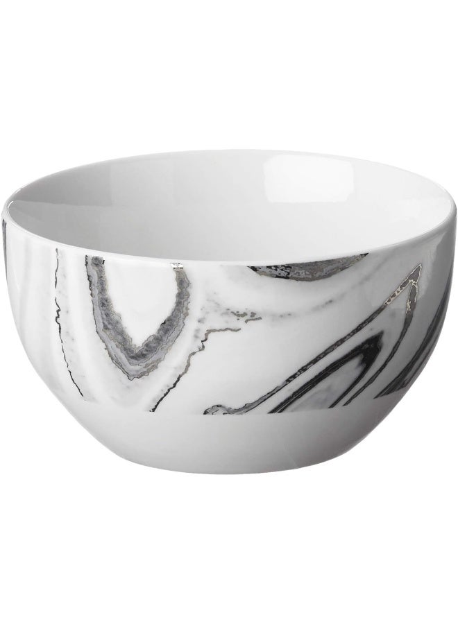 American Atelier Marble Coupe Dinnerware Set  16Piece Porcelain Dinner Party Collection w 4 Dinner Plates 4 Salad Plates 4 Bowls  4 Mugs  Gift Idea for Any Special Occasion WhiteBlack - Image 3