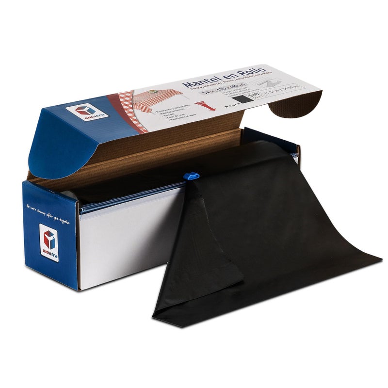 Amatra AllPurpose Plastic Table Cover Roll with SelfCutter Alternative to Regular Tablecloth Disposable Table Cover Plastic Table Cloth 54 inches x 120 feet 40 Yards Black