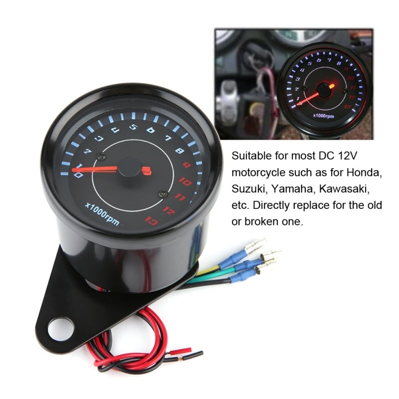 Motorcycle Tachometer 12V DC Electronic LED Backlight Gauge - Shockproof Aluminum Housing with High Sensitivity for Honda Suzuki Yamaha - Image 3