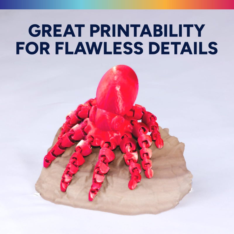 OVERTURE Silk PLA Filament 1.75mm, Clog-Free Shiny, Metallic Shine 3D Printer Filament, 1kg Spool (2.2lbs), Ideal for Cosplay Jewelry & Home Decor (Silk Red) - Image 3