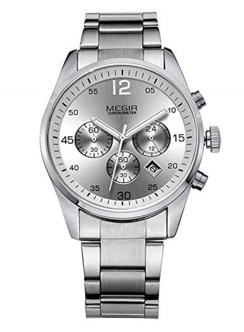 MEGIR Mens Quartz Watch Chronograph Display and Stainless Steel Strap - Image 1