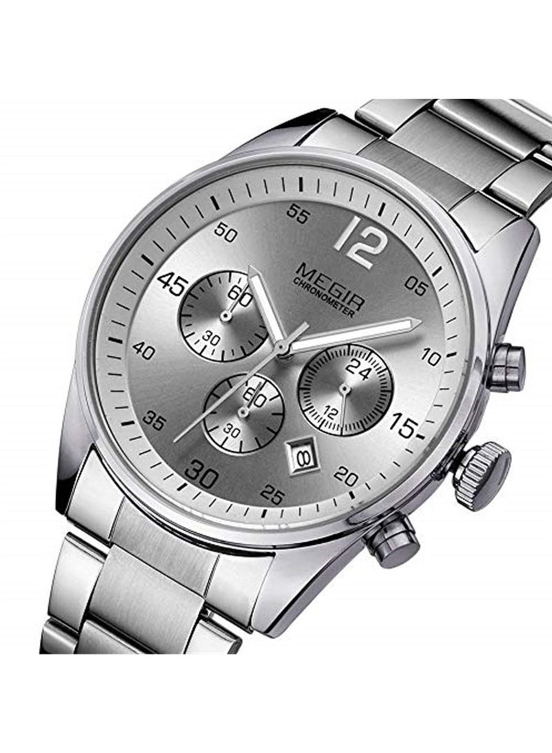 MEGIR Mens Quartz Watch Chronograph Display and Stainless Steel Strap - Image 2
