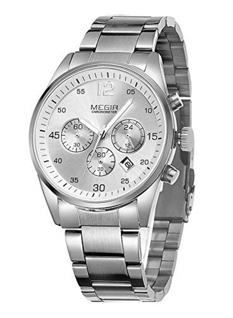 MEGIR Mens Quartz Watch Chronograph Display and Stainless Steel Strap - Image 3
