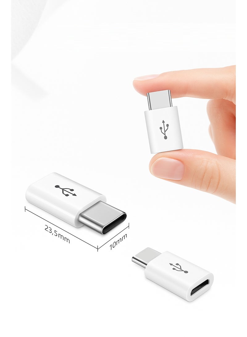 Micro USB Female to USB Type-C Male Adapter – 3cm, White  - Image 2