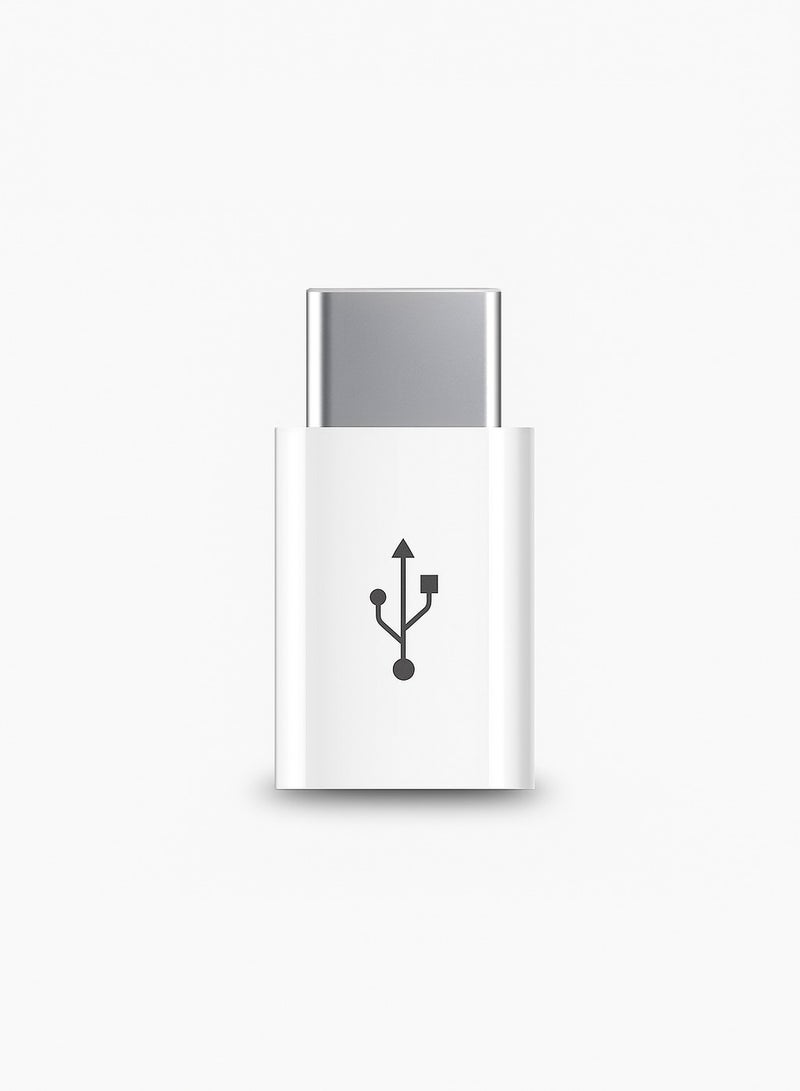 Micro USB Female to USB Type-C Male Adapter – 3cm, White  - Image 1