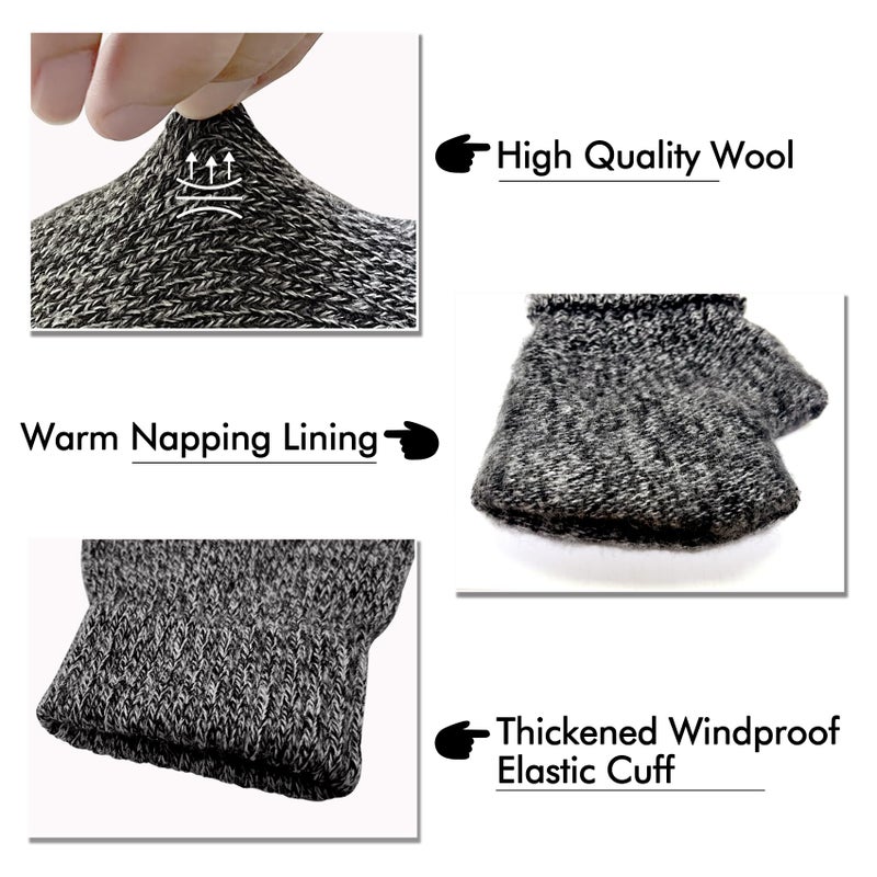 Riverruns Wool Fingerless Gloves for Men Women, Anti-Slip with Grip Print, Thermal & Soft Winter Fingerless Knitted Gloves for Cold Weather, Hunting Fishing Hiking Kayaking (Gray, S/M) - Image 2