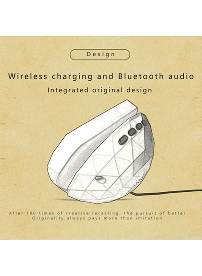 NIBEMINENT Qi Wireless Charger With Bluetooth Speaker White/Black - Image 4