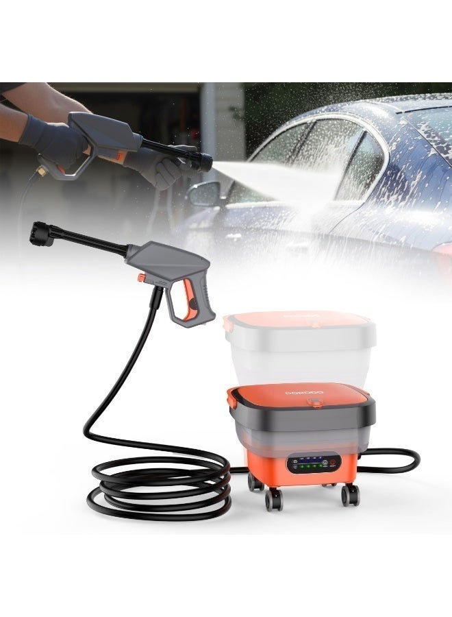 Pressure Washer with 3M Water Pipe, Surface Cleaning, Pressure Cleaner for Car Wash, Patio & Garden, 15L Water Reservoir Capacity, Multifunctional, Adjustable Pressure Settings - Orange