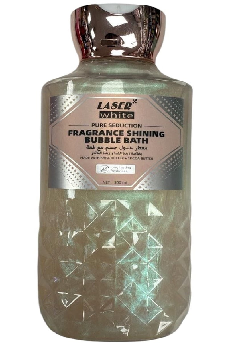 ليزر وايت معطر غسول جسم الإغواء النقي مع لمعه بخلاصه زبدة الشيا وزبده الكاكاو ٣٠٠ مل