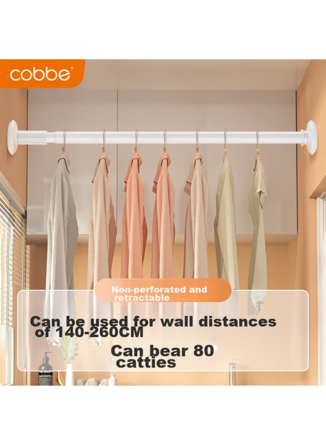Cobbe Retractable Clothes Drying Rod, Shower Curtain Rod, No Drilling Required, Universal Balcony Retractable Rod, Curtain Rod, Suspended Clothes Drying Rack, 140-255 - Image 1