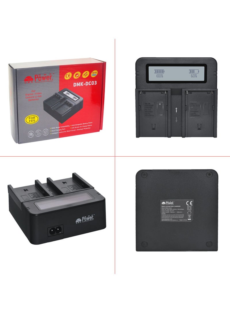DMK Power NP-F970/NP-F960 (9800mAh) 8Pack Battery With DC-03 Digital Dual Battery Charger", made for LED Photo Video Lights and Monitor only (Not for Cameras & Camcorder) - Image 4