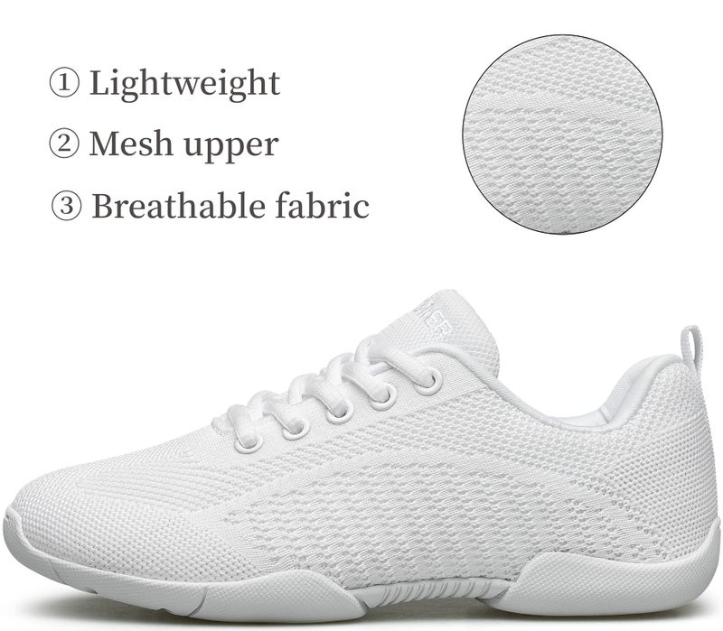 BAXINIER Girls White Cheerleading Shoes Breathable Youth Cheer Competition Sneakers Athletic Training Dance Tennis Walking Shoes - White 11 Little Kid - Image 3