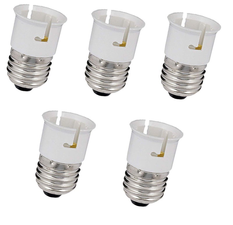 Build Deco E27 to B22 Bulb Convertor Holder Lamp Base Socket Screw To Light Bulb Adapter Converter For Metal ED Halogen CFL LED halogen CFL Light Bulb Lamp Base Adapter White Pack of 5 - Image 1