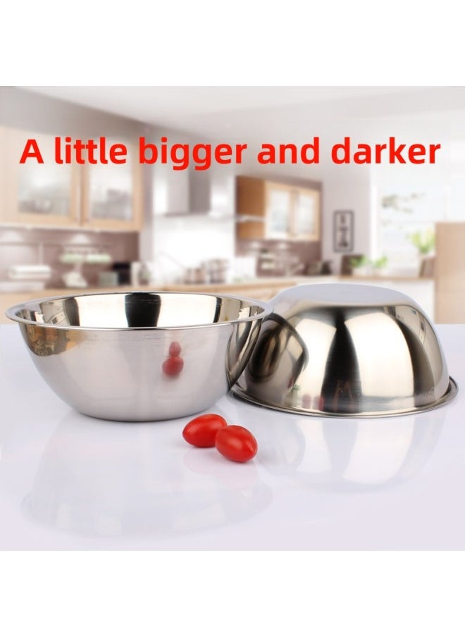 Deepen The Hotel Bucket Non-magnetic Large Round Basin 304 Stainless Steel Baking Egg And Basin Hand-torn Chicken Seasoning Soup Basin-Colour:26cm Object Bucket Inner Diameter