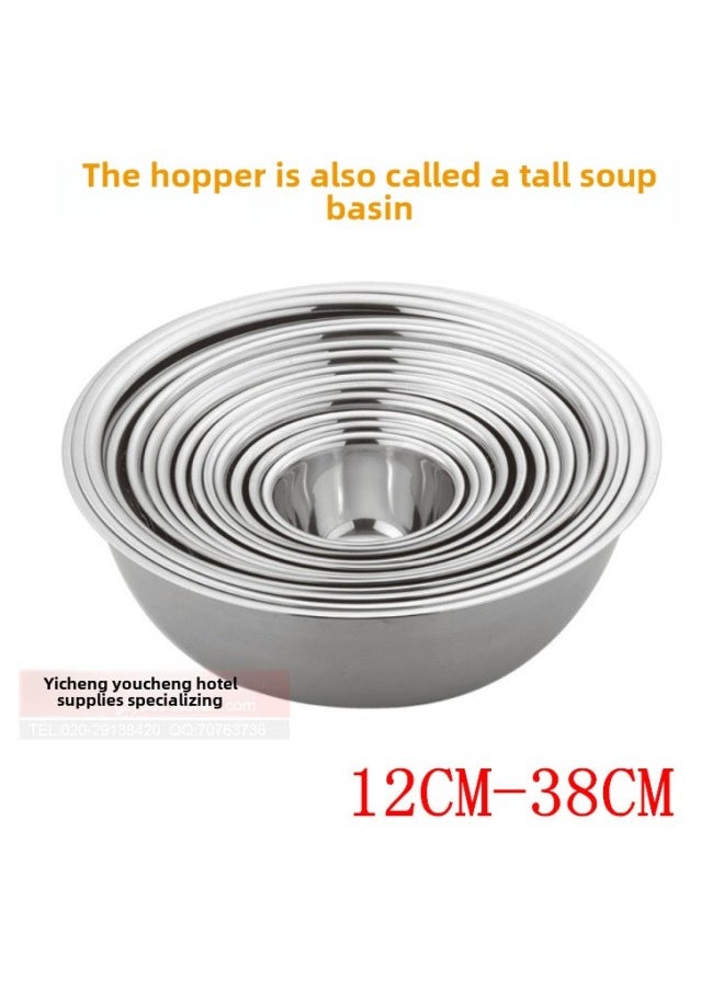 Deepen The Hotel Bucket Non-magnetic Large Round Basin 304 Stainless Steel Baking Egg And Basin Hand-torn Chicken Seasoning Soup Basin-Colour:26cm Object Bucket Inner Diameter