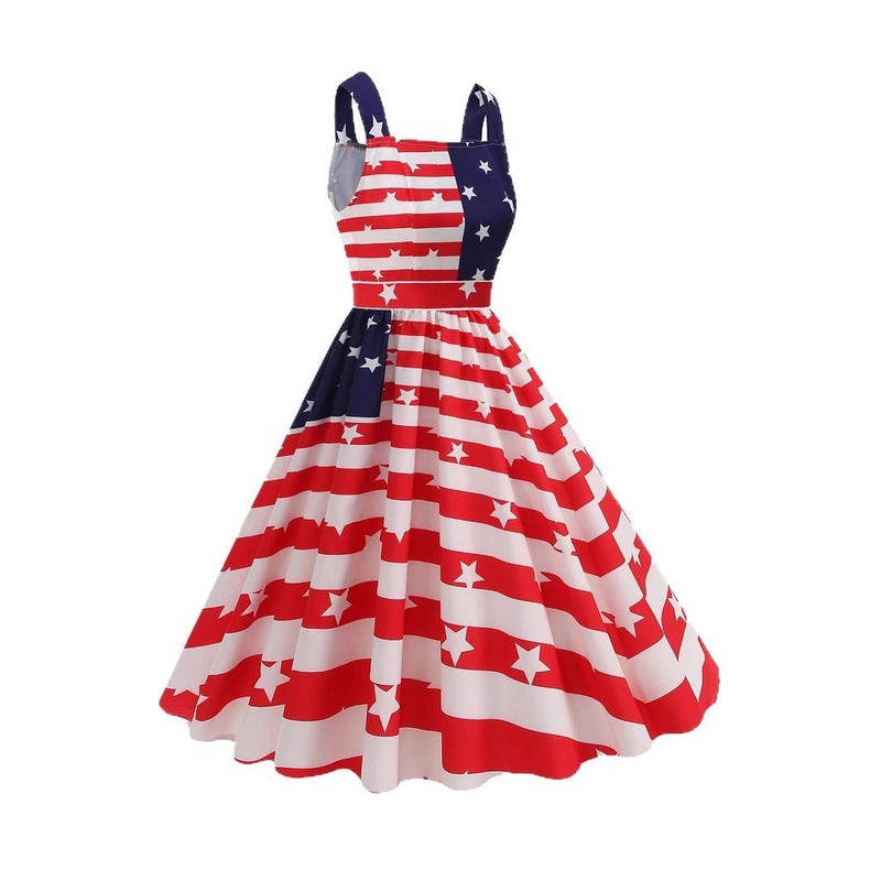 Women's Vintage A-Line Dress with Geometric Print - Image 5
