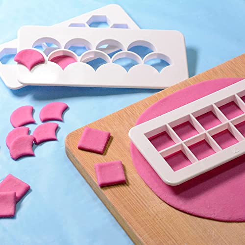 Jubilant Plastic Geometric Fondant Mold Cookie Clutters for Birthday Cake Decoration in Shape of Square and Hexagon Mermaid Pattern Cutters Scale (Set of 9 Pcs)(Color: White) - Image 5