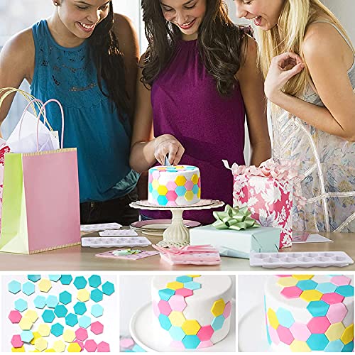 Jubilant Plastic Geometric Fondant Mold Cookie Clutters for Birthday Cake Decoration in Shape of Square and Hexagon Mermaid Pattern Cutters Scale (Set of 9 Pcs)(Color: White) - Image 4