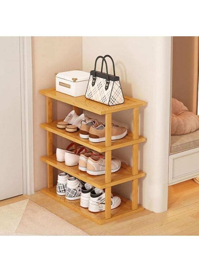 LINGWEI 4-Tier Bamboo Shoe Rack Organizer 47x58x23cm Beige - Image 4