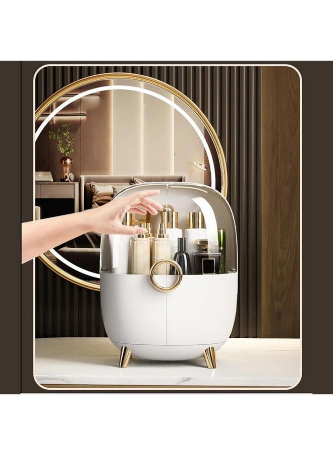 Azelf Dustproof Cosmetic Storage Box, Cosmetics Makeup Organizer for vanity, Skincare Jewelry Lipstick Case Organizer, Large Make Up Case with Lid & Drawers for Bedroom Bathroom - Image 1