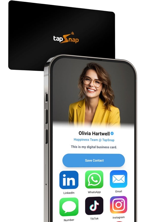 TapSnap Digital Business Card - No Subscription - Tap to Share - Smart NFC/QR - Custom Business Card - iPhone & Android (Black) - Image 1