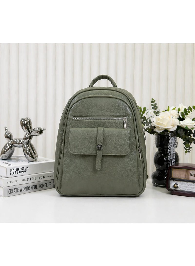 Stylish Leather Backpack for Women – Multi Pocket Casual Travel Bag (Model 9248)