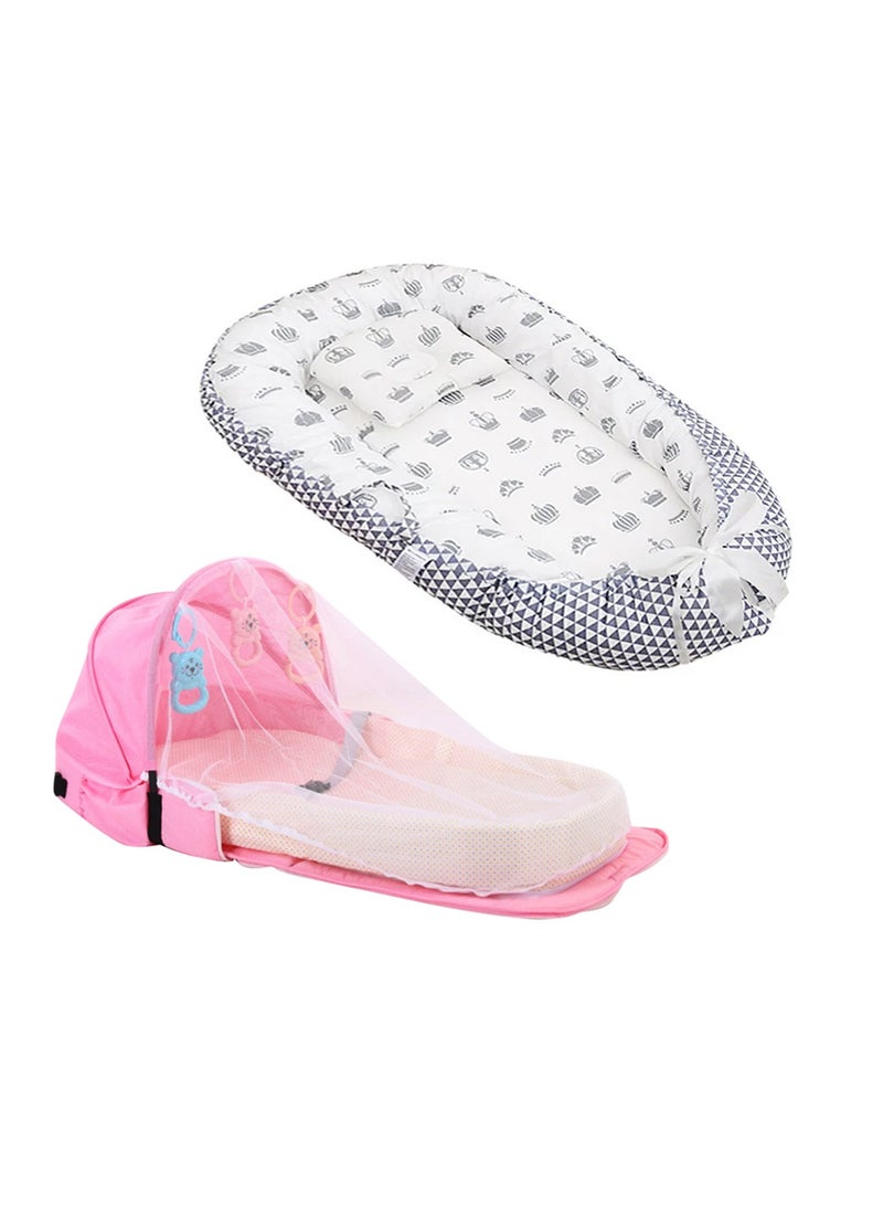 Star Babies - Baby Sleeping Pod + Bed with Mosquito Net-Pink - Image 1