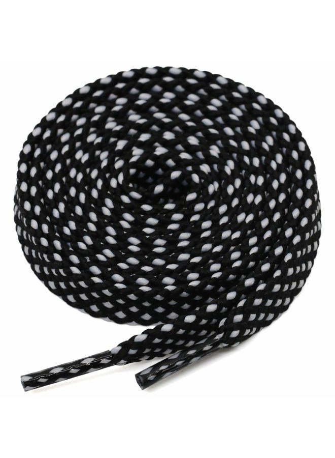 DELELE Athletic Flat Shoe Laces: Double Layer Colorful Twill Shoelaces 2 Pair, 02 Black White, 39.37"Inch(100CM) - Image 2