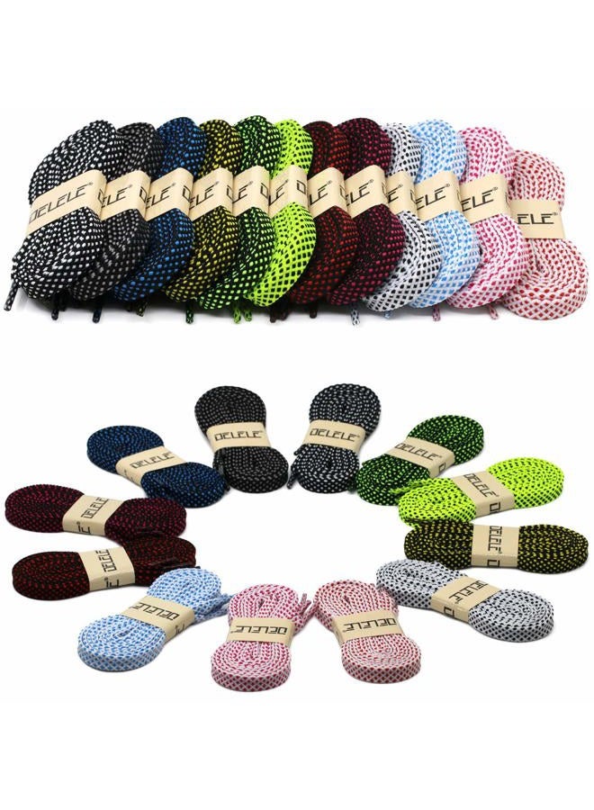 DELELE Athletic Flat Shoe Laces: Double Layer Colorful Twill Shoelaces 2 Pair, 02 Black White, 39.37"Inch(100CM) - Image 5