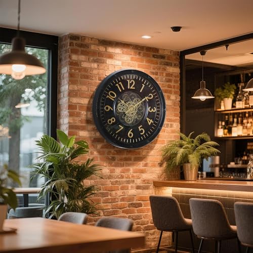 AYRELY® 24IN Decorative Moving Gear Large Wall Clock, Oversized Industrial Steampunk Gears, Big Numerals Wall Clock for Modern Living Room Decor (Black) - Image 5