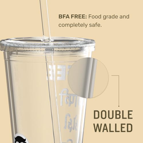 Sleepy Owl Tumbler with Lid and Straw | 475 ml | Secure Seal | Spill Proof | Sipper for Water Tea Smoothie Coffee | Travel Friendly | Suitable for Office | Carry Cold Beverages | Transparent - Image 4