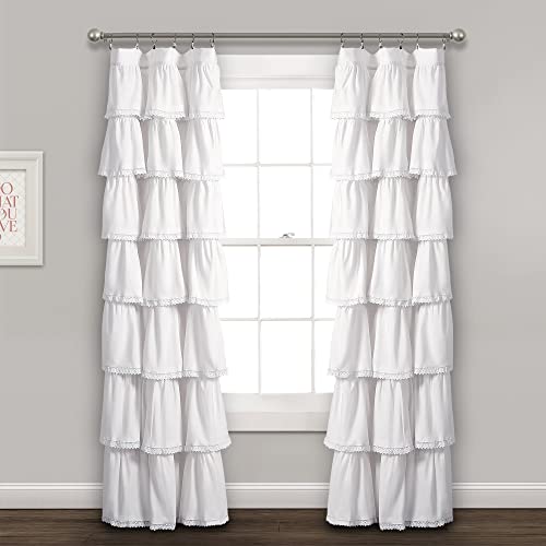 Lush Decor Lace Ruffle Light Filtering Window Curtain Panel Single 52" W x 84" L Blush -Ruffle Curtains for Bedroom or Nursery - Coquette Curtains - Image 2