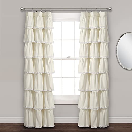 Lush Decor Lace Ruffle Light Filtering Window Curtain Panel Single 52" W x 84" L Blush -Ruffle Curtains for Bedroom or Nursery - Coquette Curtains - Image 4
