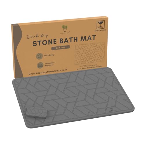 ME MOTHER EARTH Quick Dry Diatomaceous Earth Floor Stone Bath and Kitchen Dish Drying Mat Bathroom NonSlip Shower Mat Super Absorbent Pad Eco Friendly Easy to Clean Sustainable Dark Grey