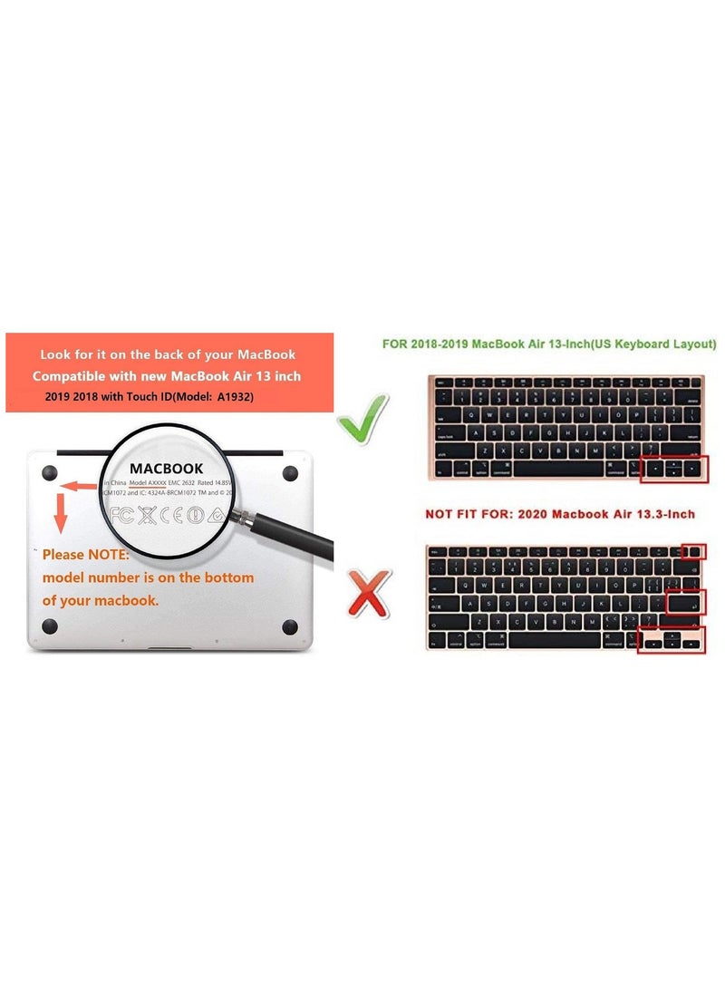 AMM Russian/English Silicone Keyboard Cover Skin Compatible with MacBook New Air 13-inch (A1932,2018,2019 Release) with Retina Display & Touch ID, US Version- Do Not Fit Model: MacBook Air A2179, Black - Image 2