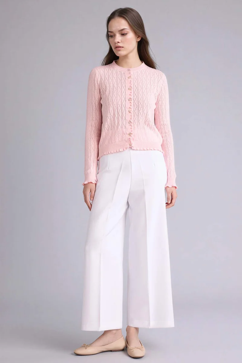 ديفاكتو 100% Cotton Regular Fit Lace Cardigan