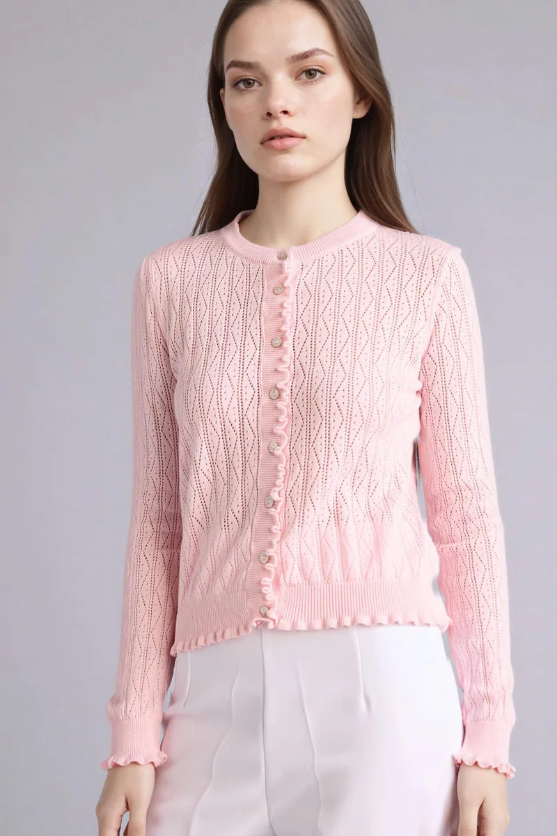 ديفاكتو 100% Cotton Regular Fit Lace Cardigan