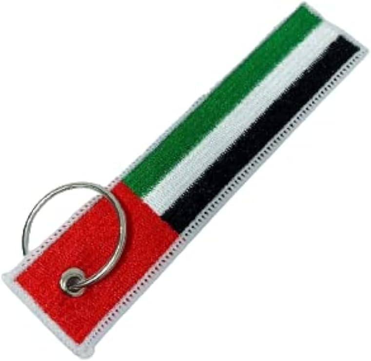 مرفا سلسلة مفاتيح بعلم مع حلقة مفاتيح، EDC للدراجات النارية والدراجات البخارية والسيارات وهدايا، سلسلة مفاتيح بعلم، تطريز 100%، الإمارات، 5.1 - Image 1