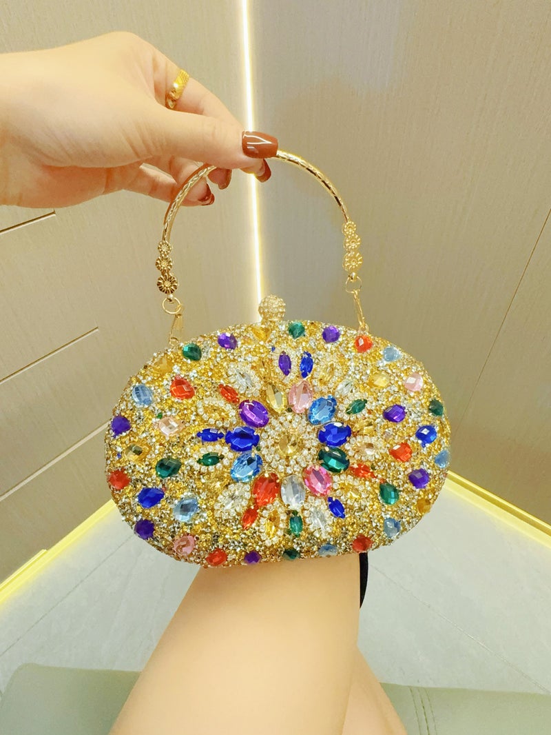 New Socialite Texture Rhinestone Bag Women'S Evening Dress Banquet Clutch Bag Diamond-Encrusted Portable Evening Bag Cheongsam Bag - Image 2