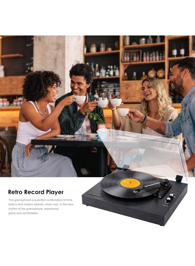 FlashHawk Vinyl Records LP Turntable Retro Record Player Built-in Speakers Vintage Gramophone 3-Speed BT5.0 AUX-in Line-out RCA Output - Image 5