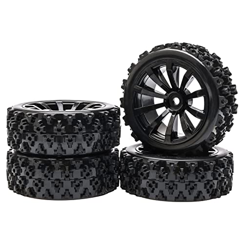 JIUWU HighPerformance 4Pack OffRoad 12mm Hex Rc Wheels and Tires 110 Scale Rc Tires Upgrade for Enhanced Driving Experience Black - Image 1