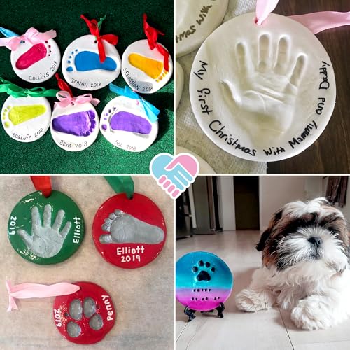 Casting Keepsakes Baby Footprint Hand Print Ornament Making Kit - Baby First Christmas Ornament 2025 (Paint Set Included) Christmas Keepsake Maker - Image 3