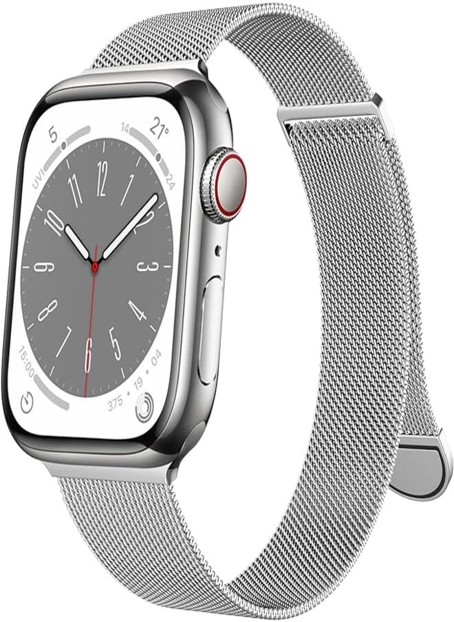 OULUOQI OULUOQI Compatible with Apple Watch Band Series 9, Ultra/Ultra 2, SE 8 7 6 5 4 3 2 1 38mm 40mm 41mm 42mm 44mm 45mm 49mm Women and Men, Stainless Steel Mesh Loop Magnetic Clasp Replacement for iWatch 
