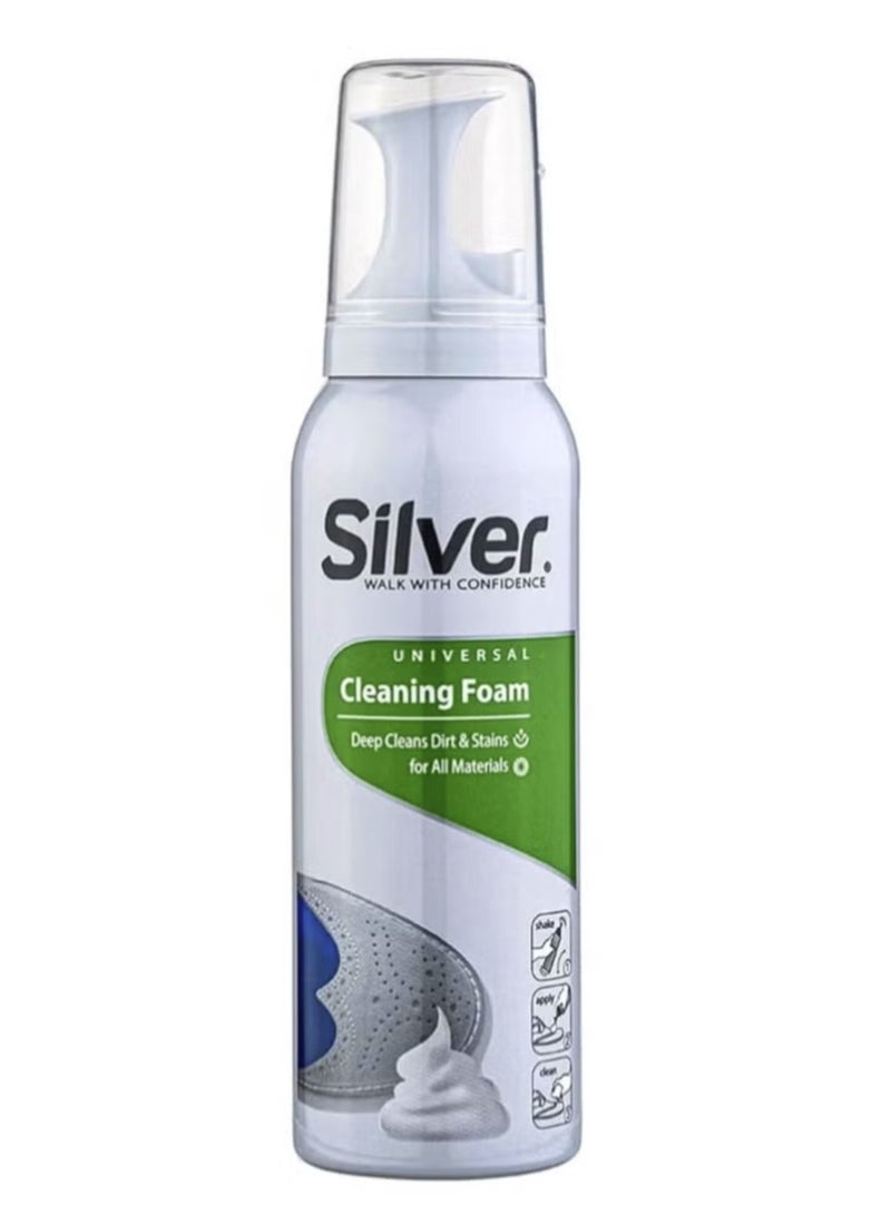 Silver Foam Stain Cleaner Shoe Polish and Easy to Use and Clean Sponge 125ml - Image 2